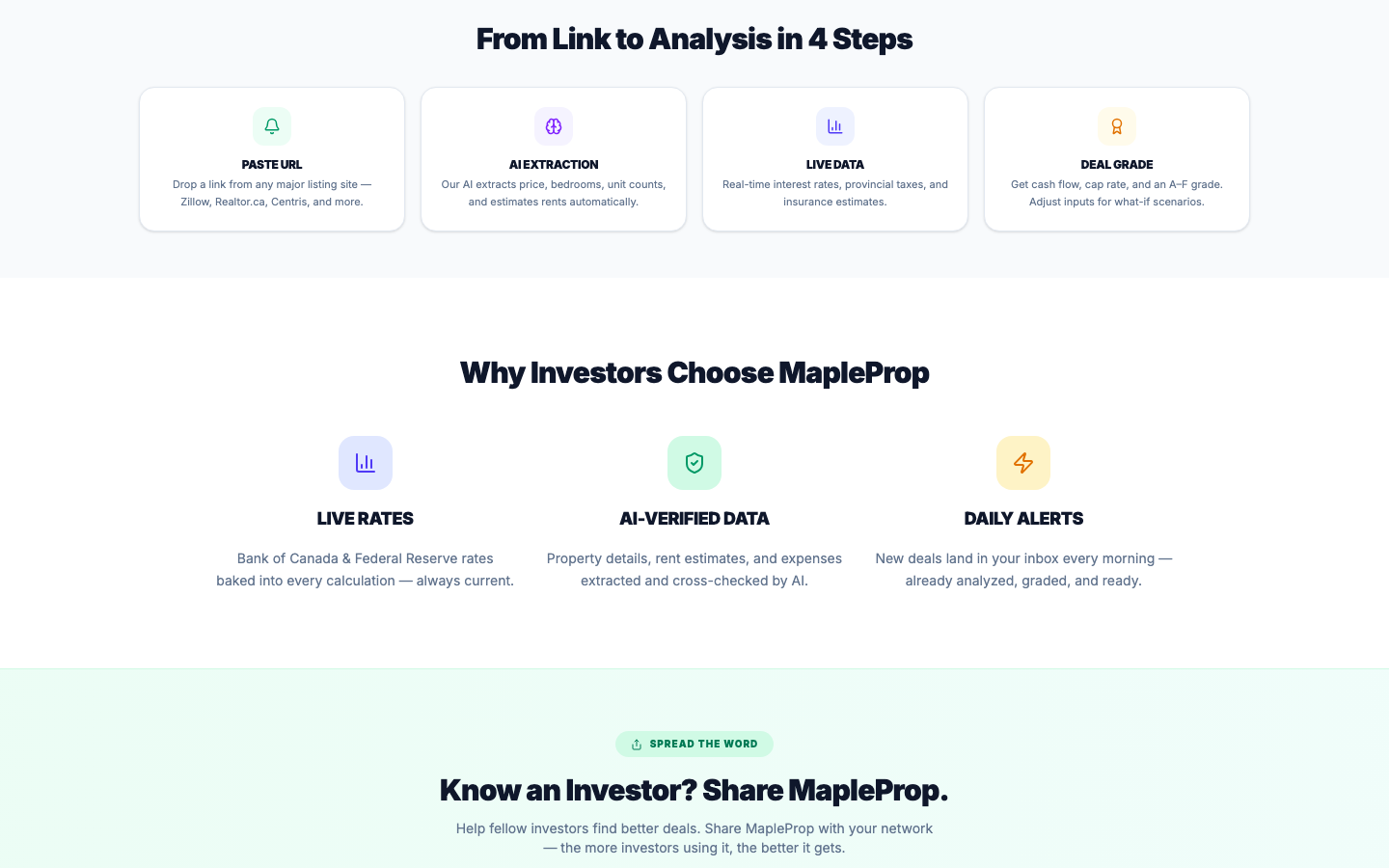 MapleProp feature section