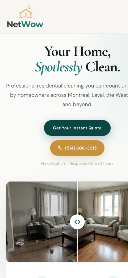 NetWow website on a phone